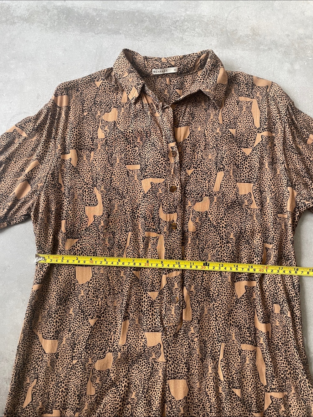 Garage Tan and Black animal Print Button down Romper - Picture 4 of 5